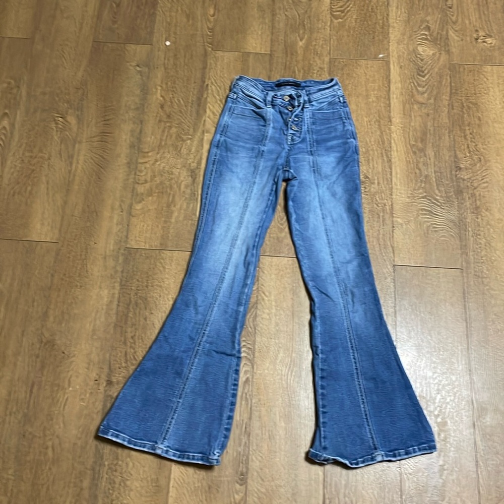 Flying monkey light wash mid rise flare jeans